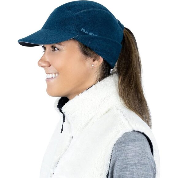 Women\'s Heather Indigo/teal Trailblazer Reflective Ponytail Hole Winter Hats